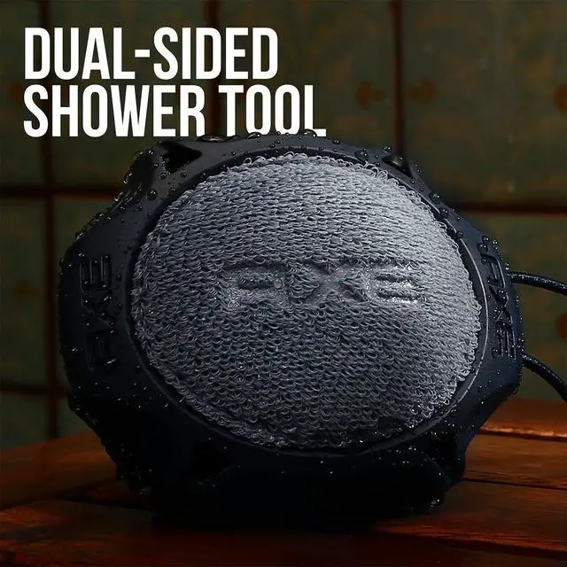 Alt view image 6 of 7 - Mens Shower Scrubber Tool, 2-Sided Detailer, Gray Color, Mesh Side for Lathering, Exfoliator for Smoothing Dry, Rough Skin