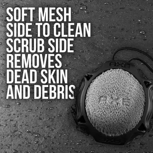 Alt view image 3 of 7 - Mens Shower Scrubber Tool, 2-Sided Detailer, Gray Color, Mesh Side for Lathering, Exfoliator for Smoothing Dry, Rough Skin