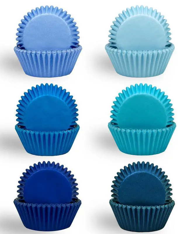 Alt view image 2 of 7 - 300 Counts Cupcake Liners - Food Grade 6 Solid Blue Colors Cupcake Papers Muffin Baking Cups (Standard Size)