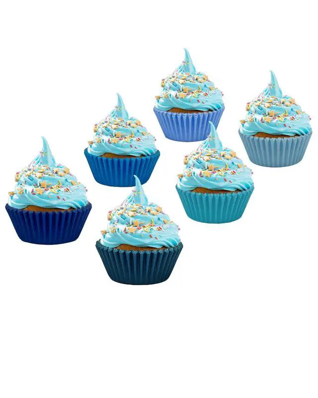 Alt view image 3 of 7 - 300 Counts Cupcake Liners - Food Grade 6 Solid Blue Colors Cupcake Papers Muffin Baking Cups (Standard Size)
