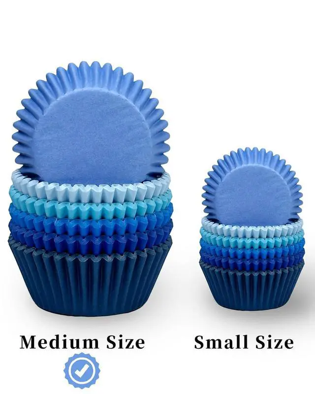 Alt view image 4 of 7 - 300 Counts Cupcake Liners - Food Grade 6 Solid Blue Colors Cupcake Papers Muffin Baking Cups (Standard Size)