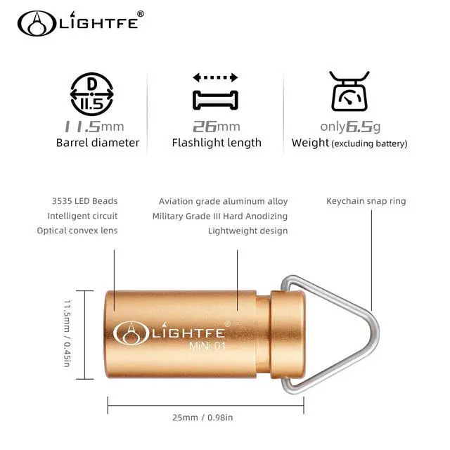 Alt view image 5 of 6 - MINI01 Keychain Flashlight mini Keychain Light is Light, Small, and Bright (Mini01-Gold)