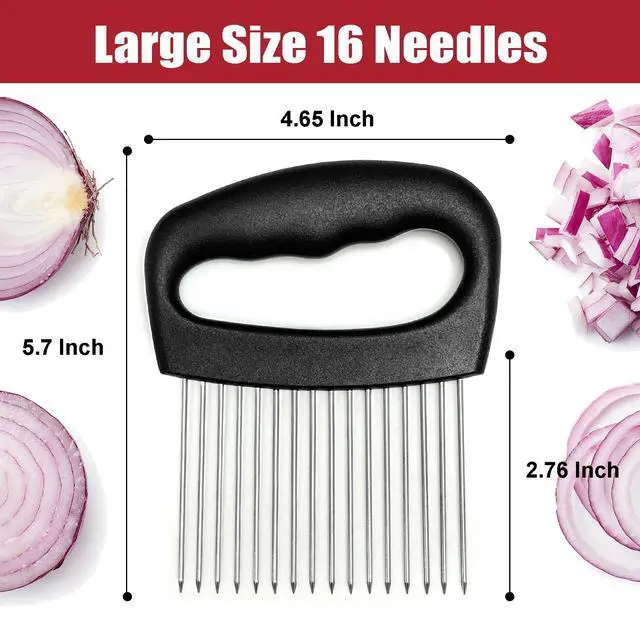 Alt view image 2 of 7 - Extra-Large Onion Holder for Slicing, Onion Cutter, Onion Slicer Holder, Stainless Steel Tomato Slicer Vegetable Cutter for Potato, Tomato, Lemon, Meat Tenderizer, Kitchen Food Slicer Guide