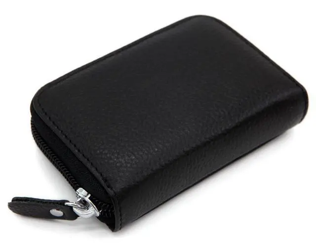Alt view image 4 of 7 - RFID Blocking Genuine Leather Credit Card Case Holder Security Travel Wallet - Black