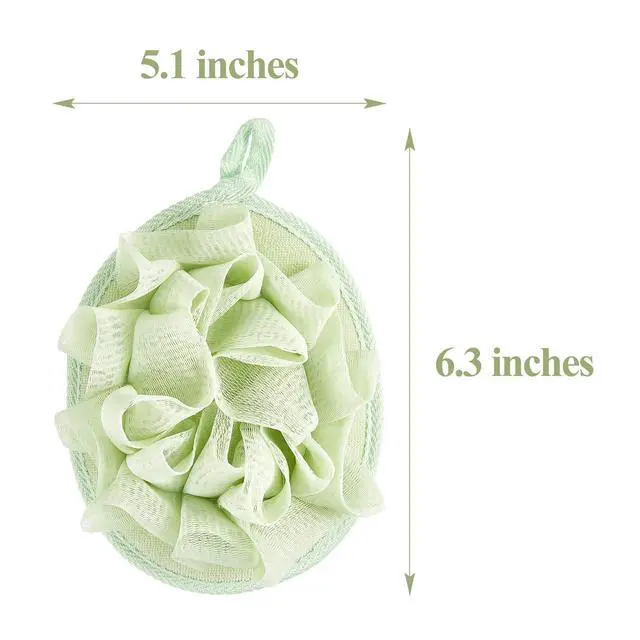 Alt view image 4 of 7 - 3 Pcs Bath Shower Pouf Sponge Mesh Pouf Shower Ball Exfoliating Body Sponge Pad Scrubber Glove with Flower Bath Ball (Beige,Green,Purple)