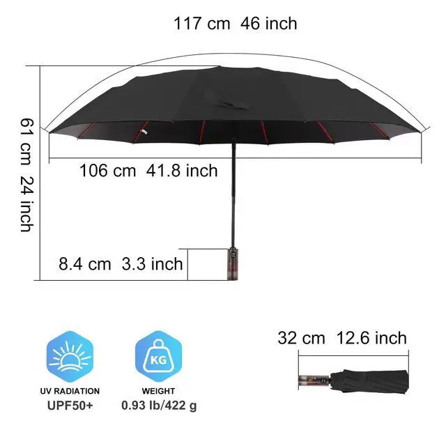 Alt view image 2 of 6 - Auto-Folding Windproof Travel Umbrella for Rain&Sun - Sandflow Black | Premium Compact Durable, Backpack/Car/Outdoor Ready, Effortless Storage, Non-Rebound