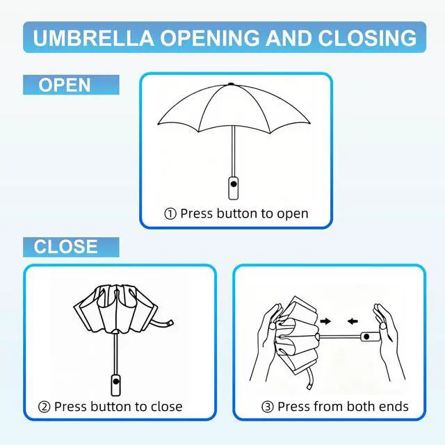 Alt view image 6 of 6 - Auto-Folding Windproof Travel Umbrella for Rain&Sun - Sandflow Black | Premium Compact Durable, Backpack/Car/Outdoor Ready, Effortless Storage, Non-Rebound