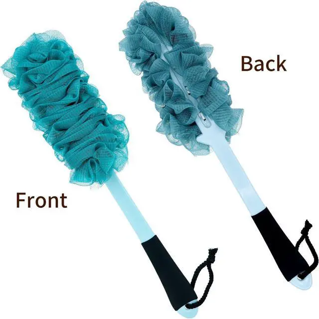 Alt view image 5 of 6 - 2 Pack Back Scrubber for Shower, Long Handle Scrub Brush, Exfoliating Loofah Sponge Body Brush for Back Use, Loofah On a Stick for Back Cleaning, Bathing Accessories Body Brushes (Blue and Pink)