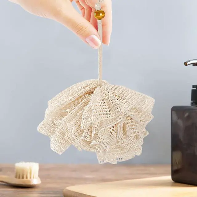 Alt view image 2 of 3 - Hemp Bath Shower Sponge Bath Loofahs Mesh Pouf Soft Body Scrubber Ball Exfoliating Bath Sponge for Women and Men
