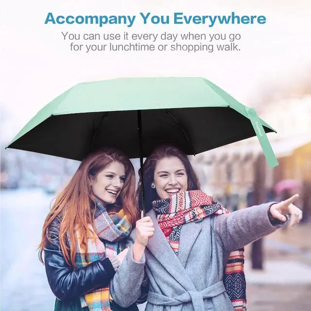 Alt view image 6 of 7 - Mini Travel Umbrella, Portable Lightweight Compact Parasol with 95% UV Protection for Sun & Rain, Green