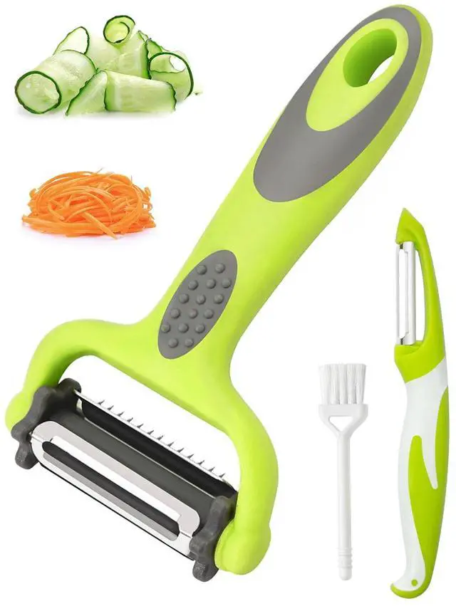 Main image of Peeler for Kitchen, 3 in1 Potato Apple Peelers for Fruit Carrot Zucchini Cucumber Veggie Anti-Slip Handle, Y Vegetable Peeler 3 in 1 Serrated Blade and Standard Blades Spin Design (2PC)
