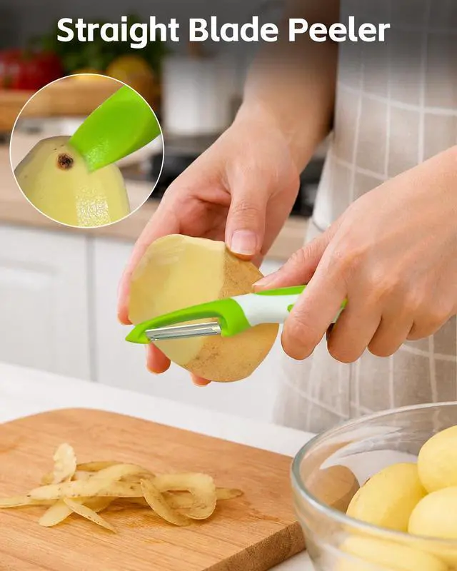 Alt view image 4 of 7 - Peeler for Kitchen, 3 in1 Potato Apple Peelers for Fruit Carrot Zucchini Cucumber Veggie Anti-Slip Handle, Y Vegetable Peeler 3 in 1 Serrated Blade and Standard Blades Spin Design (2PC)