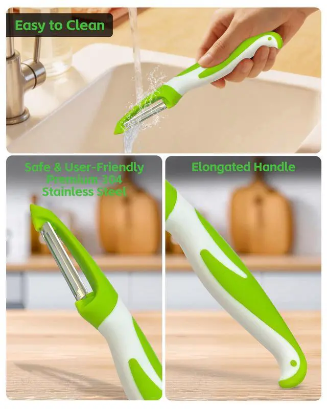 Alt view image 5 of 7 - Peeler for Kitchen, 3 in1 Potato Apple Peelers for Fruit Carrot Zucchini Cucumber Veggie Anti-Slip Handle, Y Vegetable Peeler 3 in 1 Serrated Blade and Standard Blades Spin Design (2PC)