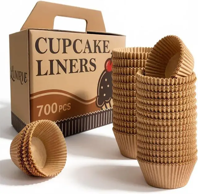 Main image of 700 Count Brown Cupcake Liners - Natural Parchment Baking Cups, 2 Inch
