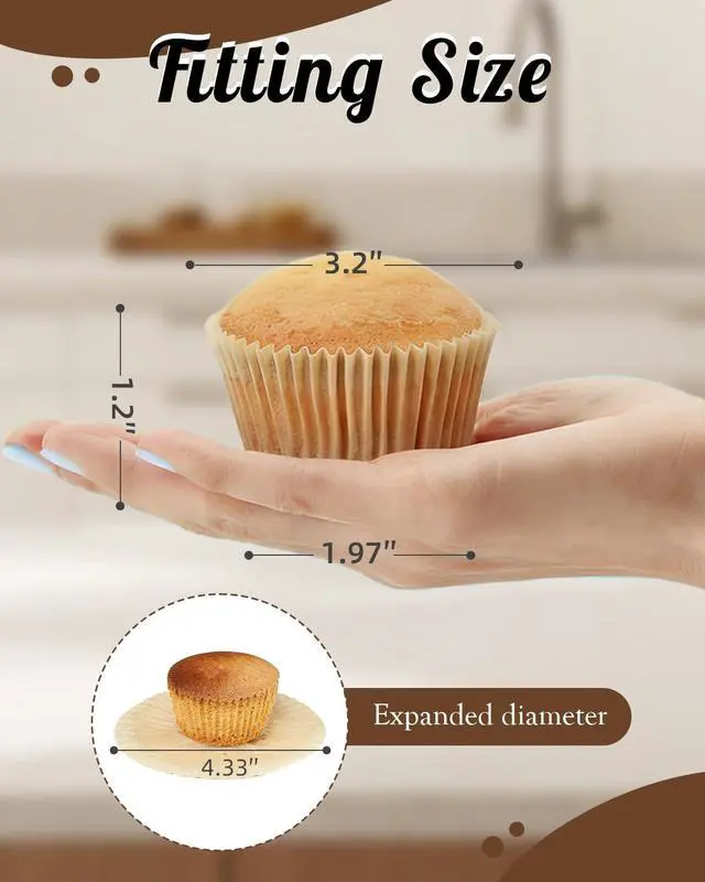 Alt view image 2 of 7 - 700 Count Brown Cupcake Liners - Natural Parchment Baking Cups, 2 Inch