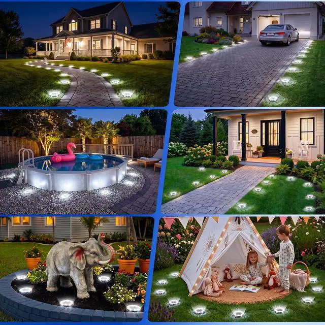 Alt view image 5 of 6 - Solar Ground Lights Outdoor Anti-Rust Disk Lights, 2pack Cold White