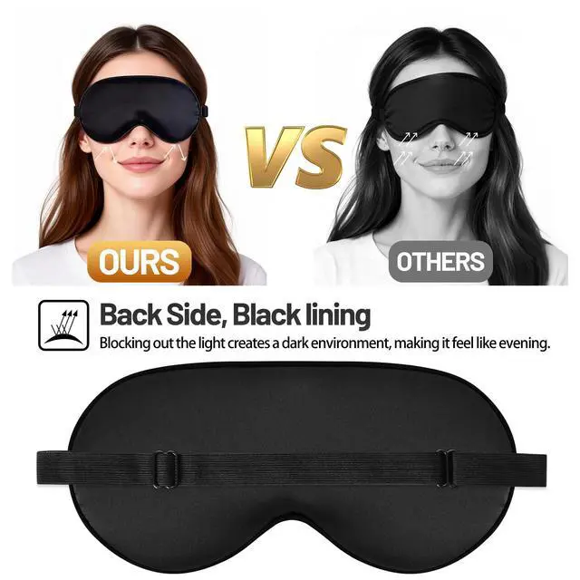 Alt view image 5 of 7 - Sleep Mask, Silk Eye Mask for Sleeping with Adjustable Strap, Blindfold Eyeshade for Men & Women, Comfortable & Soft Eye Cover Eyeshade for Night SleepBlack&Blue&Pink&1 Laundry Bag