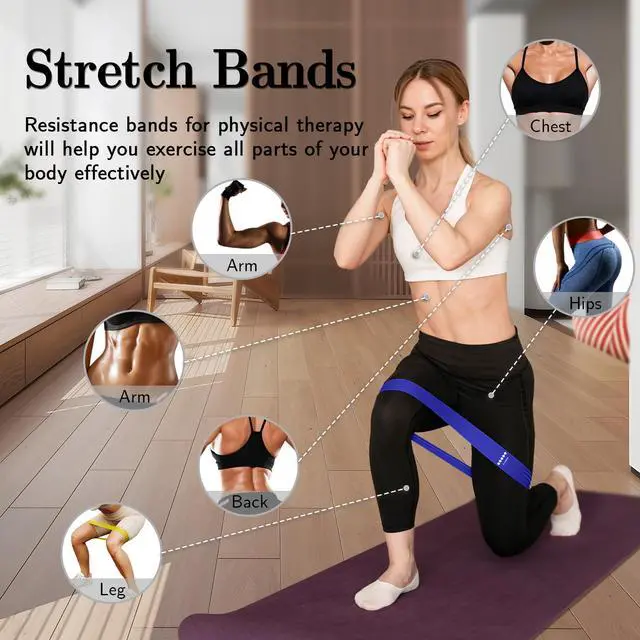 Alt view image 3 of 7 - Bands for Working Out, 5 Levels Elastic Exercise Bands