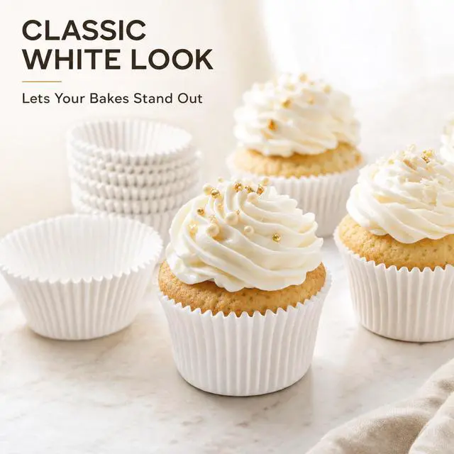 Alt view image 4 of 7 - Cupcake Liners - Standard Size Cupcake Wrappers to use for Pans or carrier or on stand - White Paper Baking Cups Pack of 500