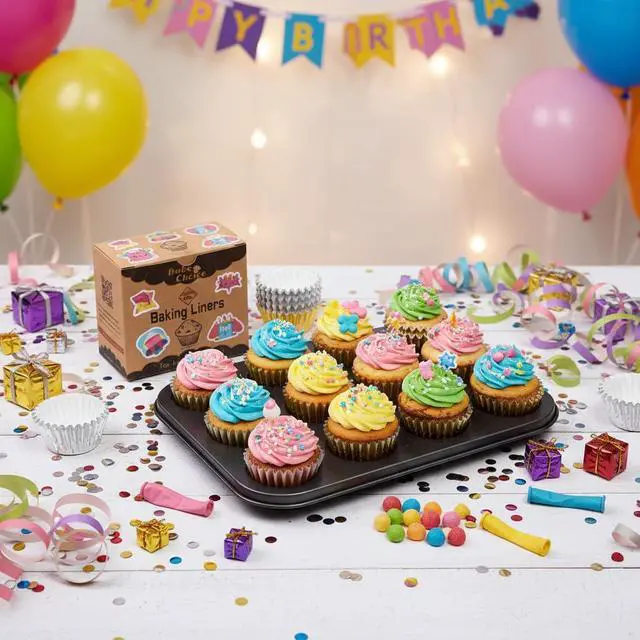 Alt view image 4 of 7 - 400pcs Gold Mini Cupcake Liners, Foil Muffin Liners, Non-Stick