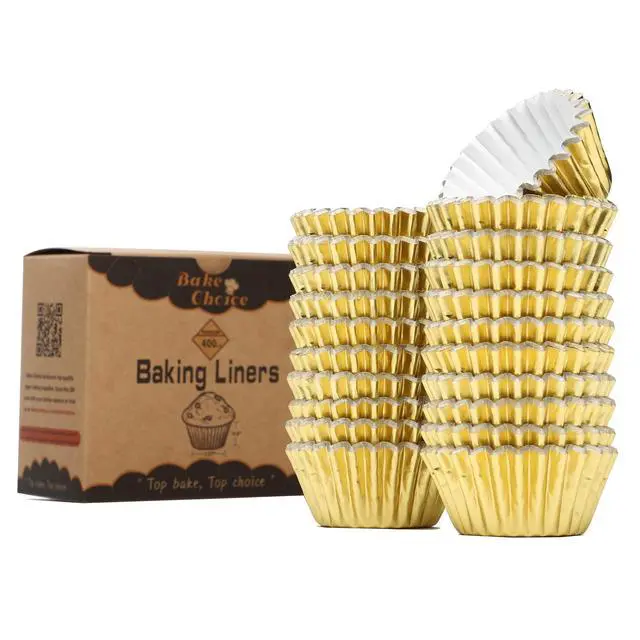 Alt view image 5 of 7 - 400pcs Gold Mini Cupcake Liners, Foil Muffin Liners, Non-Stick