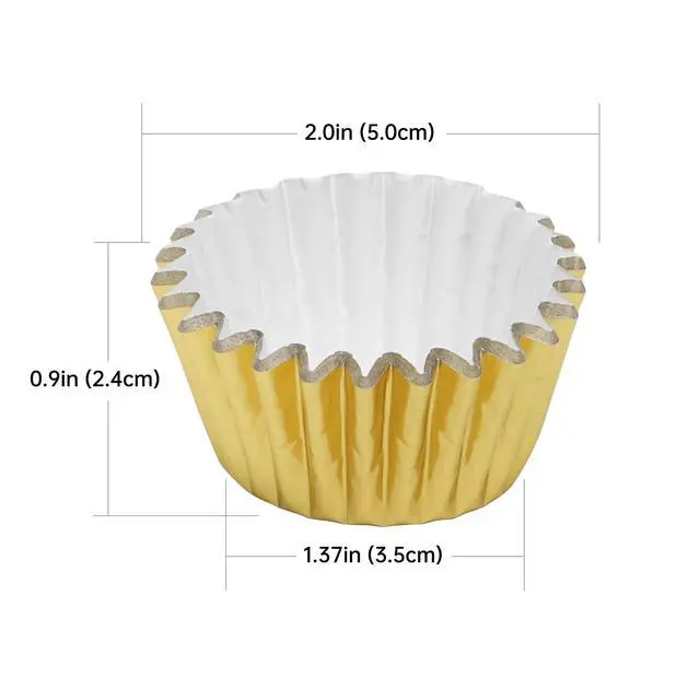 Alt view image 2 of 7 - 400pcs Gold Mini Cupcake Liners, Foil Muffin Liners, Non-Stick