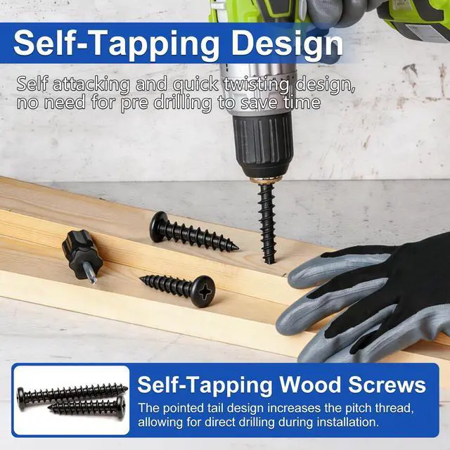 Alt view image 4 of 6 - 685PCS M2 M3 M4 Phillips Pan Head Self Tapping Wood Screws Assortment Kit,14 Sizes Self Tapping Screws for Plastic,Cross Recessed Carbon Steel Black Screws for Wood,Plastic