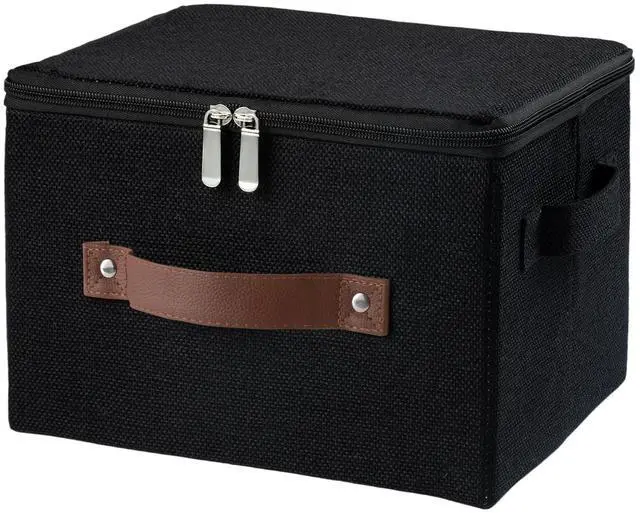Main image of Storage Bins with Zipper Lid Decorative Lidded Box Fabric Baskets