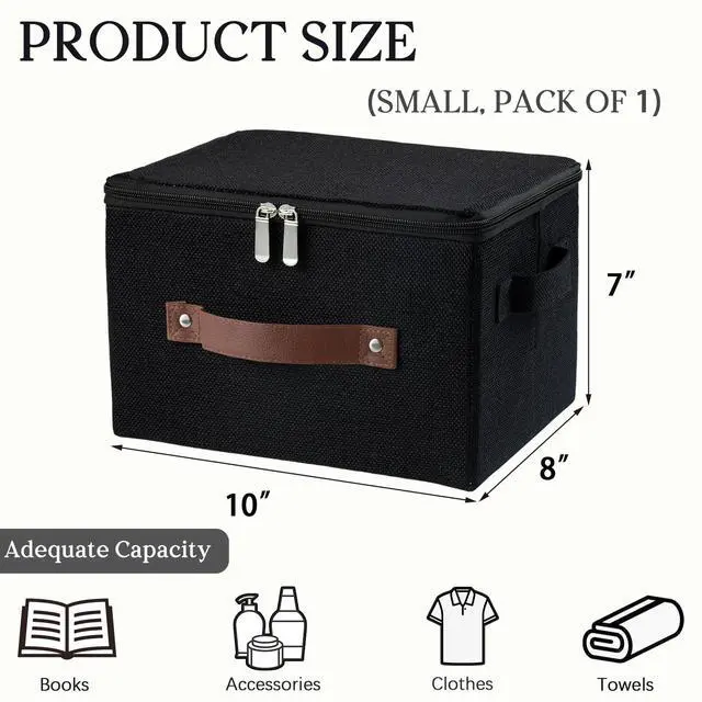 Alt view image 2 of 7 - Storage Bins with Zipper Lid Decorative Lidded Box Fabric Baskets