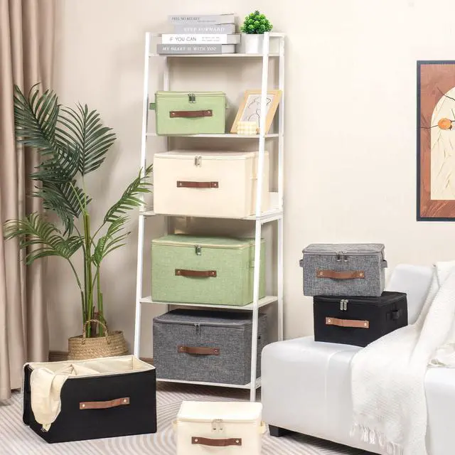 Alt view image 5 of 7 - Storage Bins with Zipper Lid Decorative Lidded Box Fabric Baskets