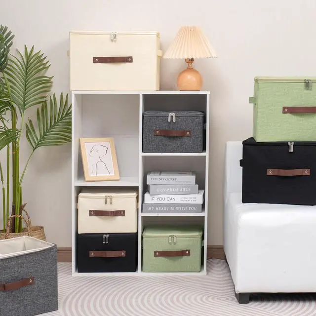 Alt view image 6 of 7 - Storage Bins with Zipper Lid Decorative Lidded Box Fabric Baskets
