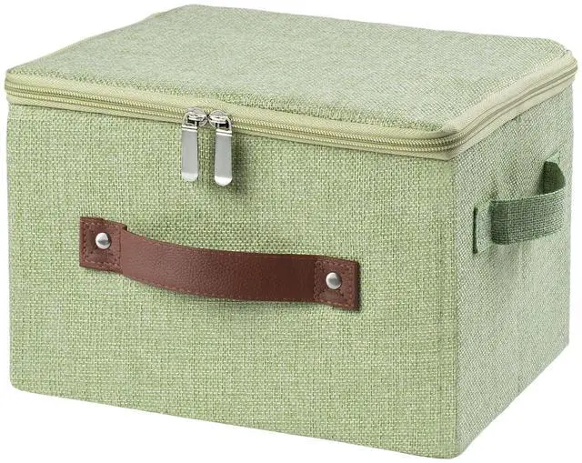 Main image of Storage Bins with Zipper Lid Decorative Lidded Box Fabric Baskets