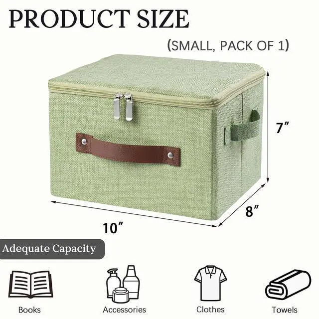Alt view image 2 of 7 - Storage Bins with Zipper Lid Decorative Lidded Box Fabric Baskets