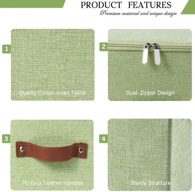 Alt view image 3 of 7 - Storage Bins with Zipper Lid Decorative Lidded Box Fabric Baskets
