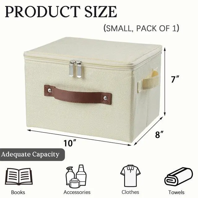 Alt view image 2 of 7 - Storage Bins with Zipper Lid Decorative Lidded Box Fabric Baskets