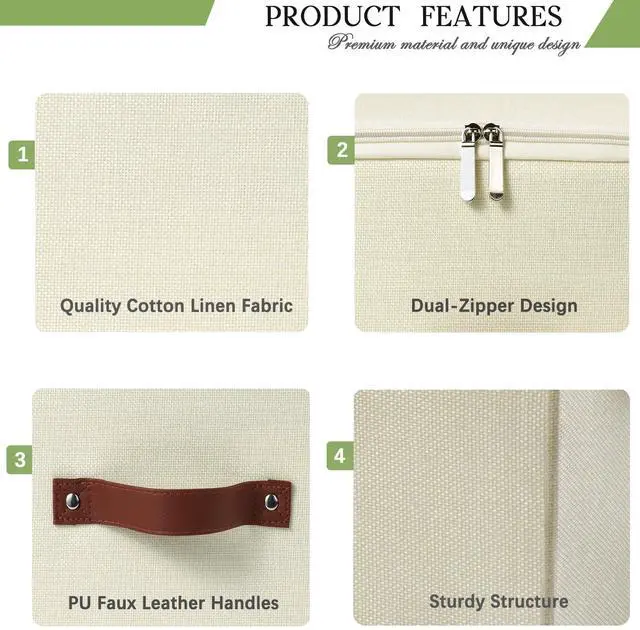 Alt view image 3 of 7 - Storage Bins with Zipper Lid Decorative Lidded Box Fabric Baskets