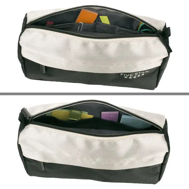 Alt view image 5 of 7 - Pencil Pouch, Pen Case, 9-Pocket Zipper Pouch, Storage Organizer for School Supplies Earbuds Chargers Cables Makeup, Black/Grey (505600A-ECM)