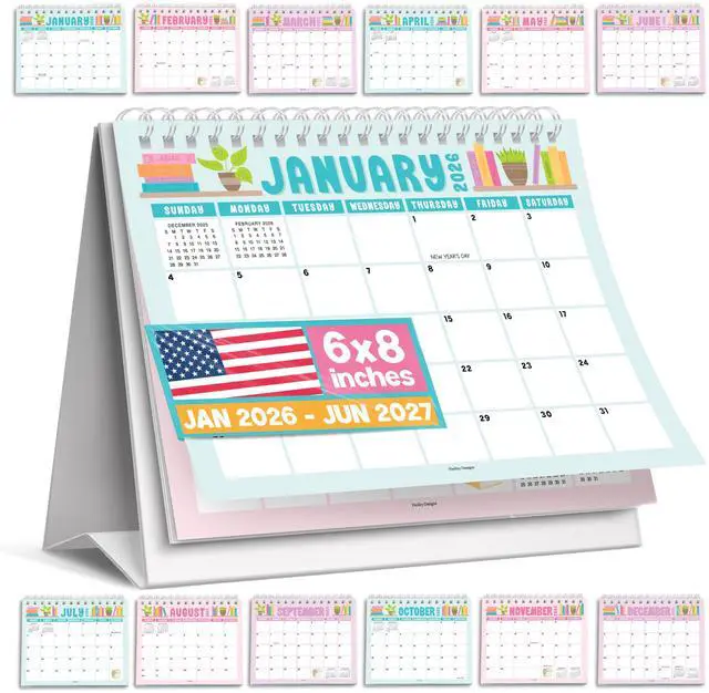 Main image of 2026-2027 Standing Flip - 18-Month 2026 Desk Calendar Small for Home, Office & School, Standing Desks Calendars 2026-2027, Mini Desks Calendars, Back to School Teacher Gifts