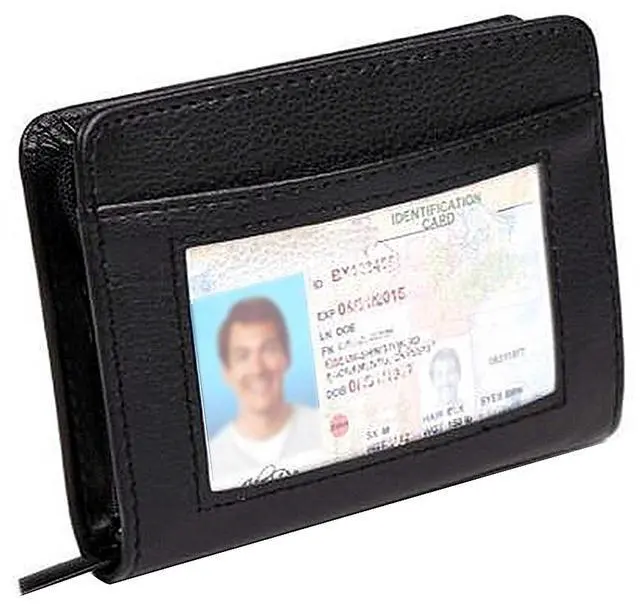 Main image of Credit Card Holder Wallet RFID Blocking Leather Wallet for Men and Women with Zipper, Huge Storage Capacity