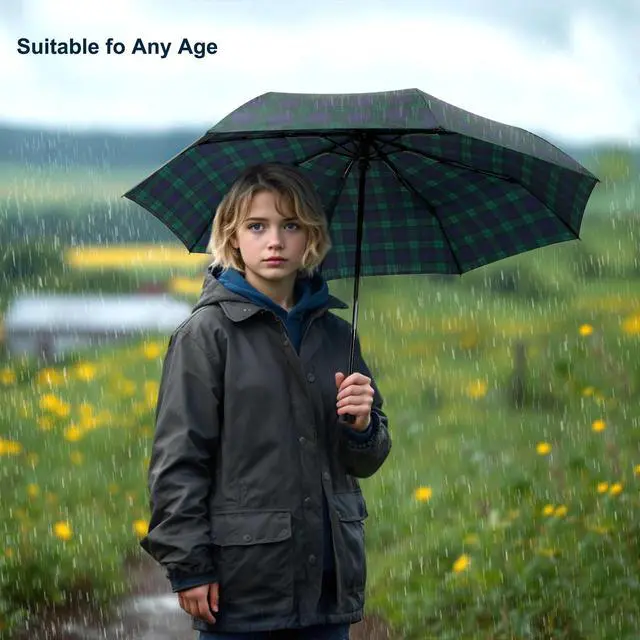 Alt view image 7 of 7 - plaid travel umbrella compact size,auto open close Folding small umbrellas for rain mini,portable resistant umbrella men&women(plaid)