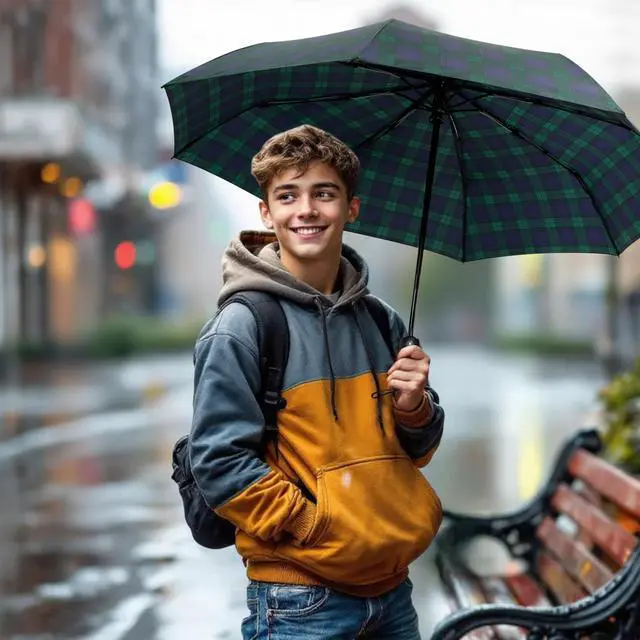 Alt view image 3 of 7 - plaid travel umbrella compact size,auto open close Folding small umbrellas for rain mini,portable resistant umbrella men&women(plaid)