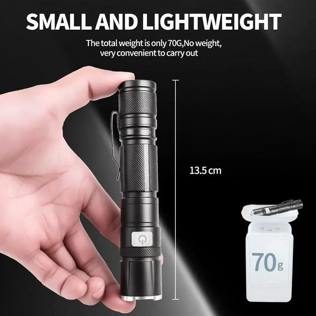 Alt view image 4 of 7 - LED Flashlight Rechargeable, Pocket Small Bright Flashlights 5Modes