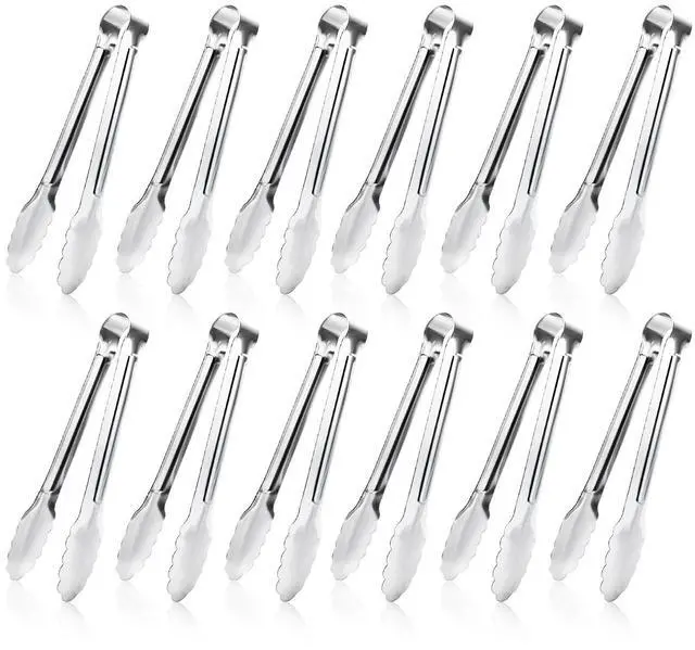 Main image of 12 Pack Small Serving Tongs,Stainless Steel Sugar Tongs Mini Appetizers Tongs Mental Kitchen Tongs for Serving Food (5inch)