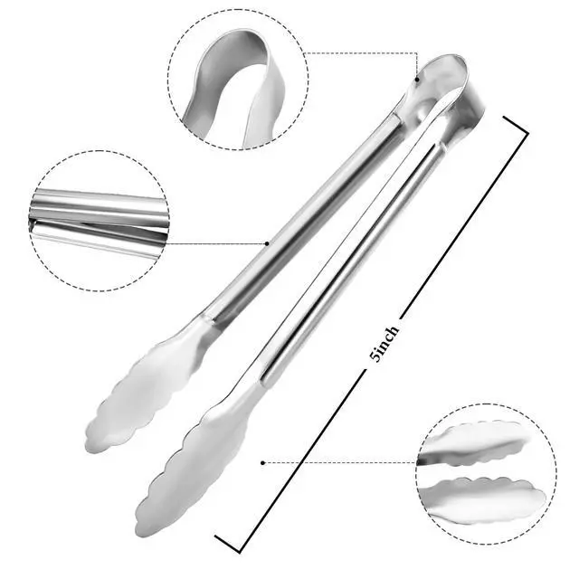 Alt view image 2 of 7 - 12 Pack Small Serving Tongs,Stainless Steel Sugar Tongs Mini Appetizers Tongs Mental Kitchen Tongs for Serving Food (5inch)