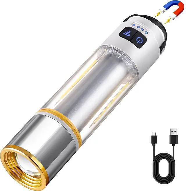 Main image of Flashlight with Magnetic Base 10000 Lumens, Led Tactical Flashlight with Zoomable, 6 Modes, Cob Light for Camping, Hiking Emergencies Home Outdoor Use