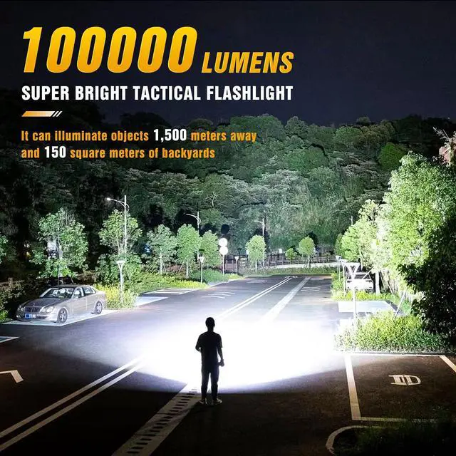 Alt view image 3 of 7 - Flashlight with Magnetic Base 10000 Lumens, Led Tactical Flashlight with Zoomable, 6 Modes, Cob Light for Camping, Hiking Emergencies Home Outdoor Use