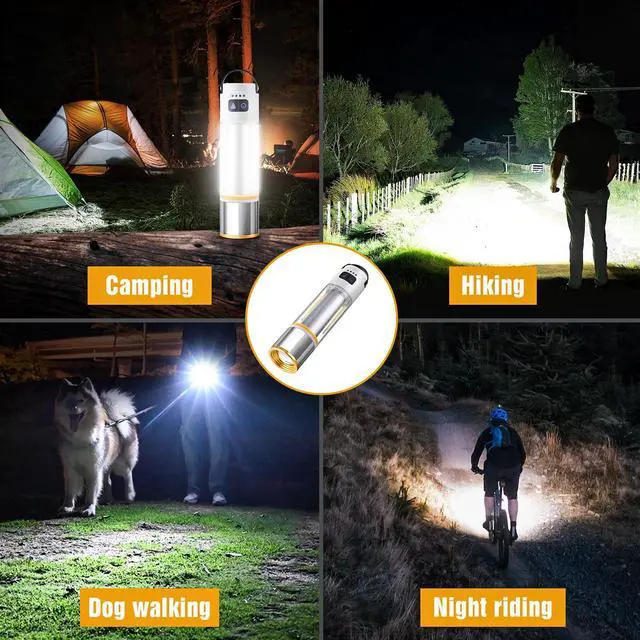 Alt view image 4 of 7 - Flashlight with Magnetic Base 10000 Lumens, Led Tactical Flashlight with Zoomable, 6 Modes, Cob Light for Camping, Hiking Emergencies Home Outdoor Use
