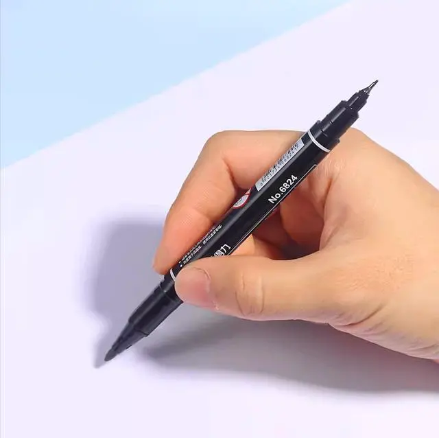 Alt view image 2 of 7 - 12 Count Black Dual Tip Waterproof Permanent Marker Pens Bulk
