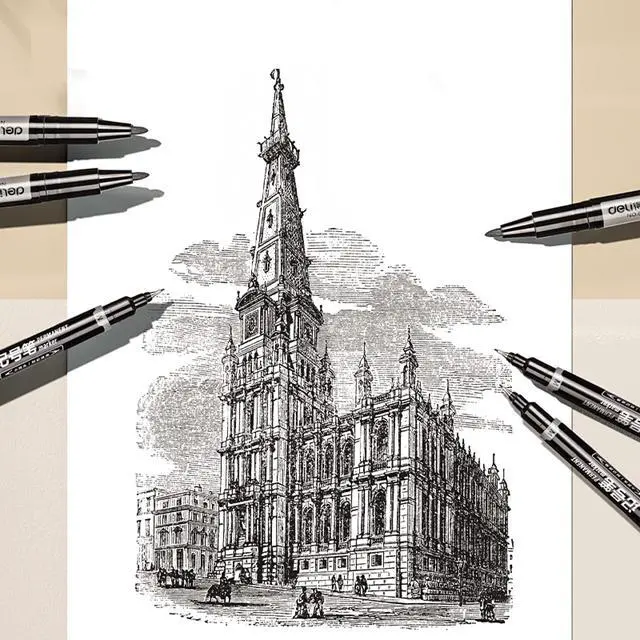 Alt view image 5 of 7 - 12 Count Black Dual Tip Waterproof Permanent Marker Pens Bulk