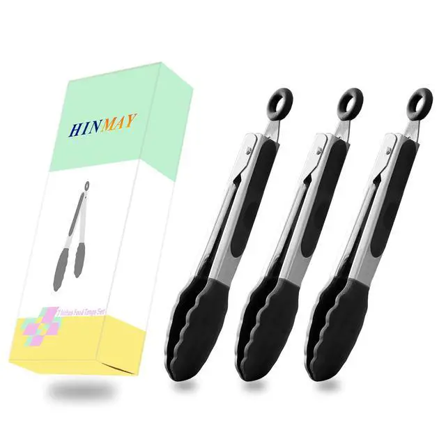 Alt view image 5 of 7 - Mini Tongs with Silicone Tips 7-Inch Kitchen Tongs, Set of 3 (Black)